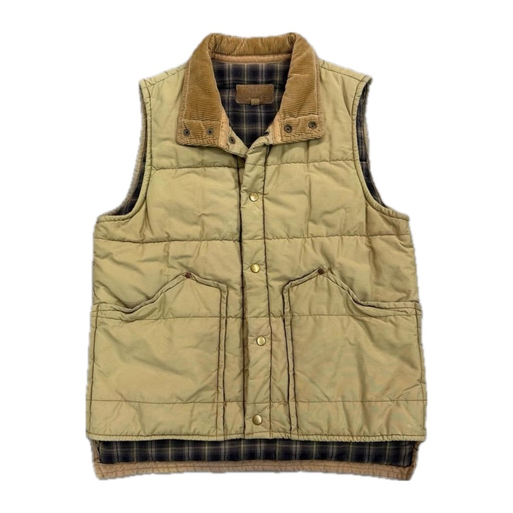 Vintage 90s Old Navy Corduroy Plaid Lined Puffer Vest - M